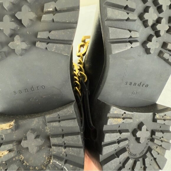 Sandro Leather Black Biker Boots Women's Size 9 - Picture 12 of 13